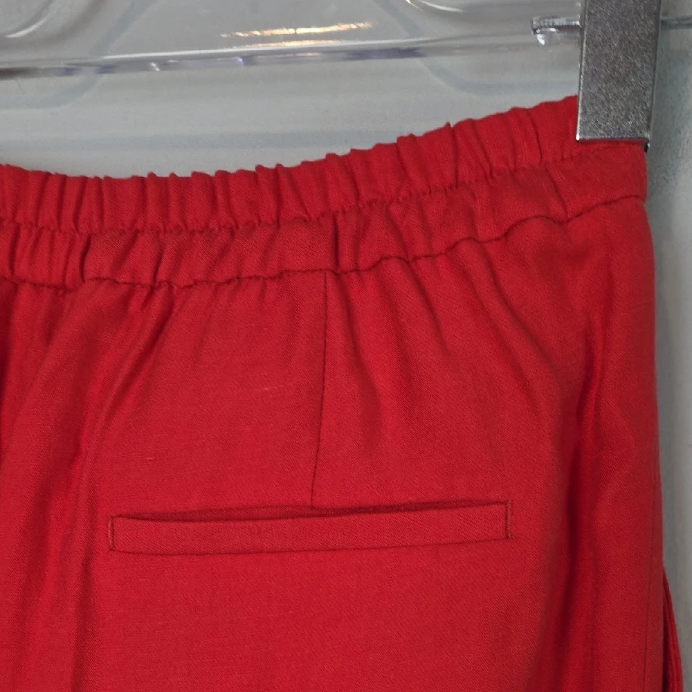NEW ZARA red pull on wide leg pants womens size xs 26x32